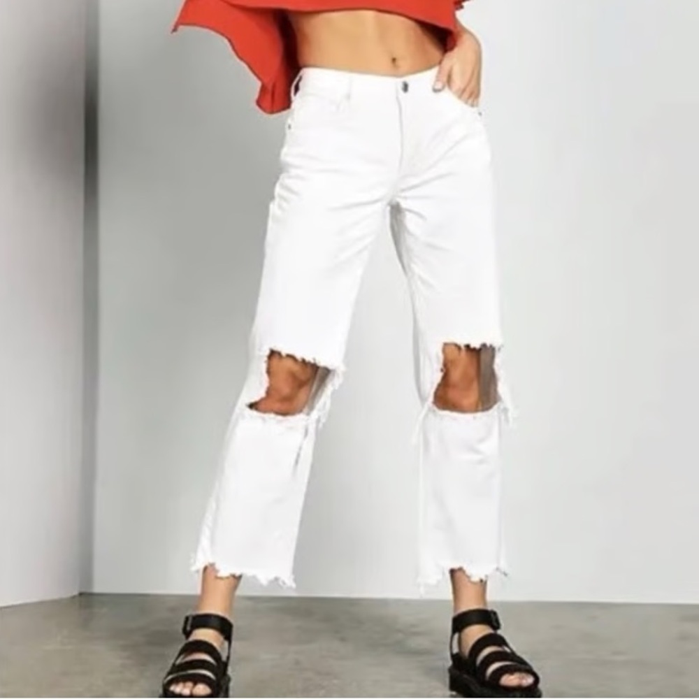 Alter’d State White High Rise Distressed Jeans Size 28
